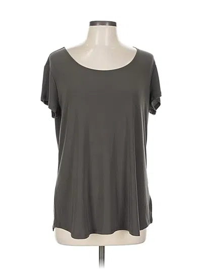 Pre-owned Attitudes By Renee Short Sleeve Top Gray Scoop Neck Tops