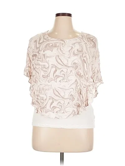 Pre-owned Jm Collection Short Sleeve Blouse In White
