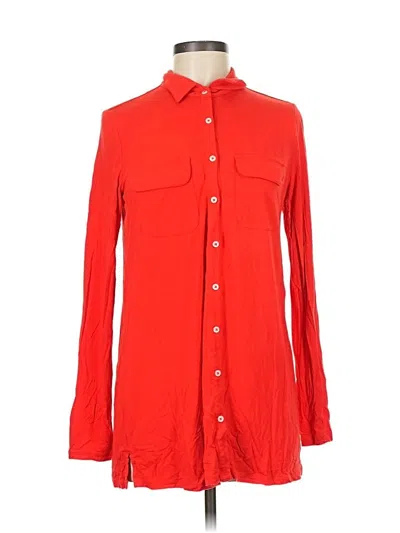Pre-owned Lands' End Long Sleeve Button Down Shirt In Red