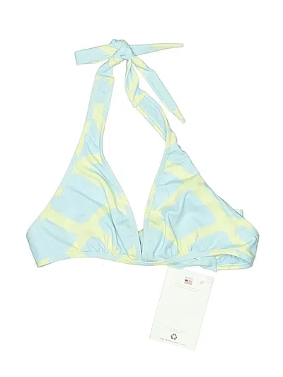 Pre-owned Carve Designs Swimsuit Top Yellow Print Pattern Swimwear