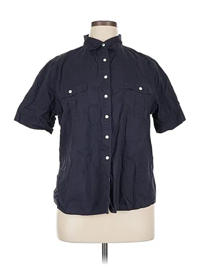 Pre-owned Lands' End Short Sleeve Button Down Shirt In Blue