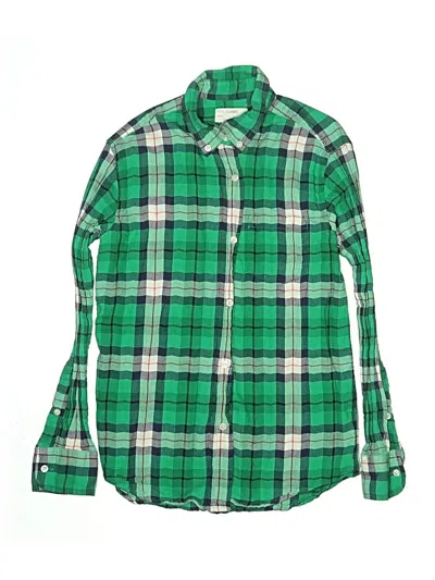 Pre-owned Crewcuts Kids' Long Sleeve Button Down Shirt In Green