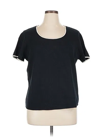 Pre-owned Jones New York Collection Short Sleeve Top Black Scoop Neck Tops