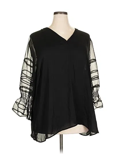 Pre-owned Sejour 3/4 Sleeve Blouse In Black