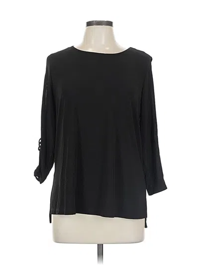 Pre-owned Anne Klein 3/4 Sleeve Top Black Boatneck Tops