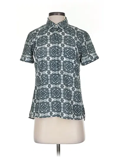 Pre-owned J.crew Factory Store Short Sleeve Blouse In Blue