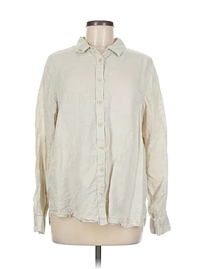 Pre-owned Lands' End Long Sleeve Button Down Shirt In White