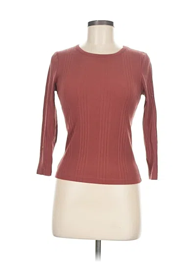 Pre-owned Forever 21 3/4 Sleeve T-shirt In Burgundy