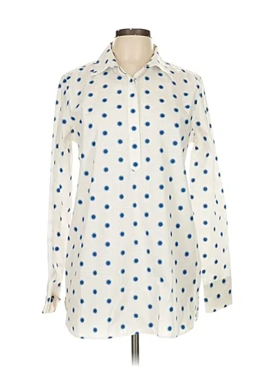 Pre-owned Lands' End Long Sleeve Blouse In White