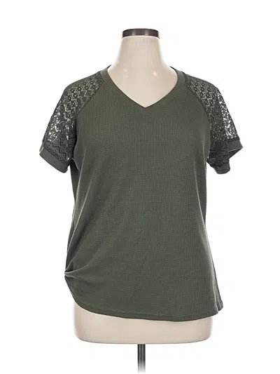 Pre-owned Fantaslook Short Sleeve Top Green V Neck Tops