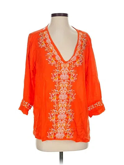 Pre-owned Liv 3/4 Sleeve Blouse In Orange