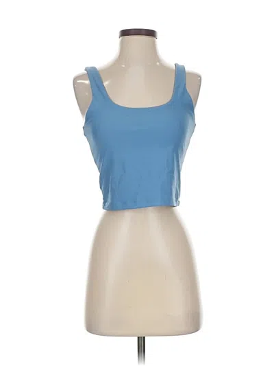 Pre-owned Aqua Tank Top Blue Strapless Neckline Tops