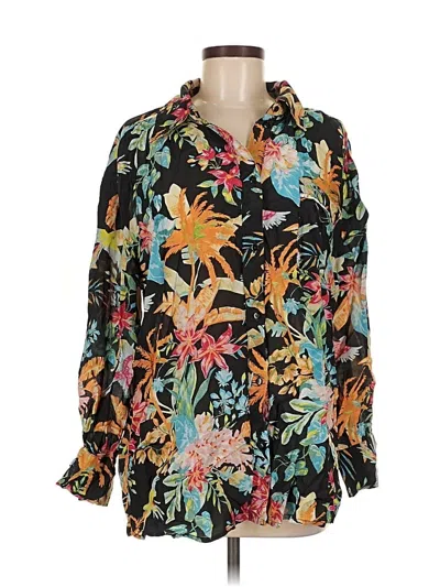 Pre-owned Elan Long Sleeve Blouse In Black