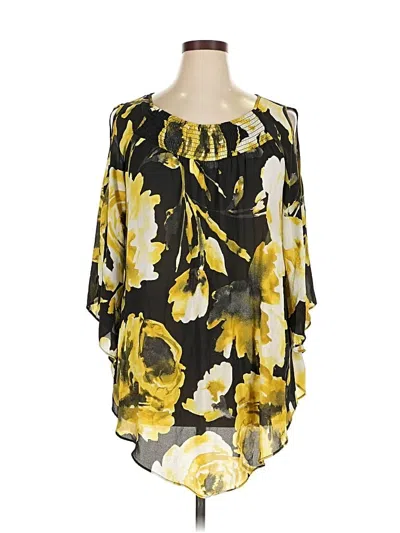 Pre-owned Ashley Stewart 3/4 Sleeve Blouse In Yellow