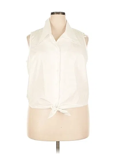 Pre-owned Fashion Bug Sleeveless Button Down Shirt In White