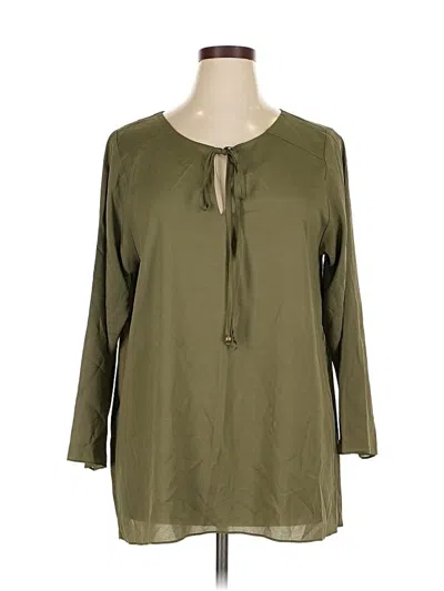 Pre-owned Blue Saks Fifth Avenue 3/4 Sleeve Blouse In Green