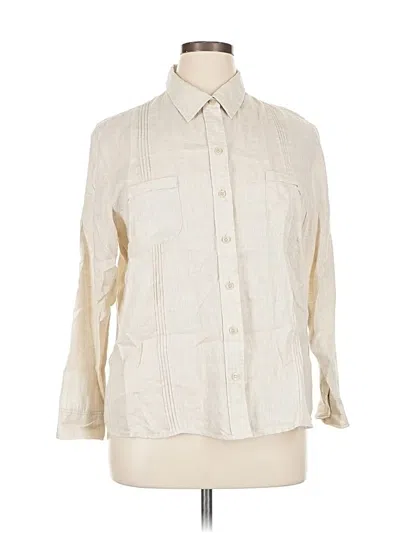 Pre-owned Liz Claiborne 3/4 Sleeve Button Down Shirt In White