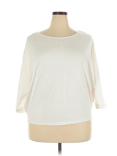 Pre-owned Lands' End 3/4 Sleeve T-shirt In White