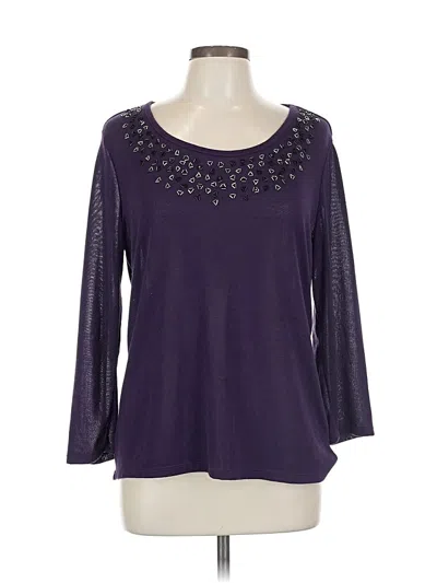 Pre-owned Jaclyn Smith 3/4 Sleeve Top Purple Scoop Neck Tops