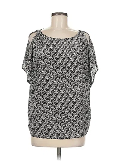 Pre-owned Joie Short Sleeve Silk Top Silver Cold Shoulder Neckline Tops