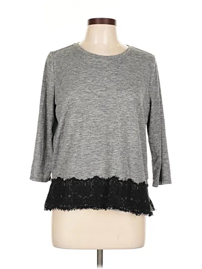 Pre-owned Ann Taylor Loft 3/4 Sleeve Top Gray Crew Neck Tops