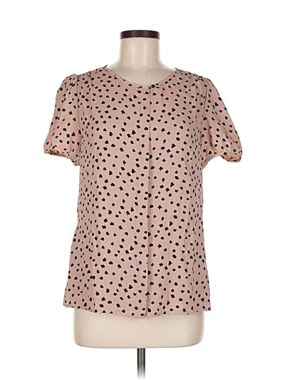 Pre-owned Ann Taylor Loft Short Sleeve Top Tan Square Neckline Tops In Brown