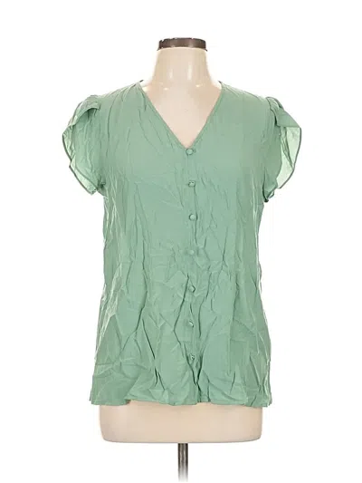 Pre-owned Fun2fun Short Sleeve Blouse In Green