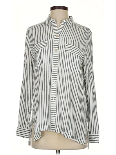 Pre-owned Jjill Long Sleeve Button Down Shirt In Gray