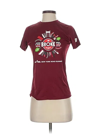 Pre-owned New Balance Short Sleeve T-shirt In Burgundy