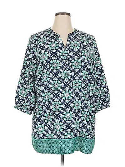 Pre-owned Cj Banks 3/4 Sleeve Blouse In Blue