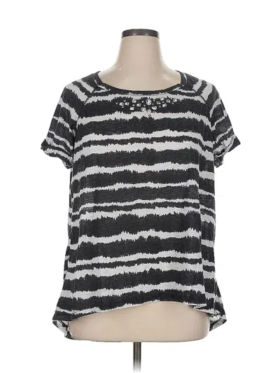 Pre-owned French Laundry Short Sleeve Top Black Keyhole Neckline Tops