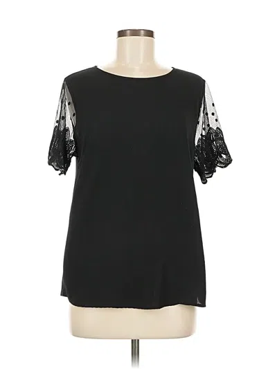 Pre-owned Papermoon Short Sleeve Top Black Cold Shoulder Neckline Tops