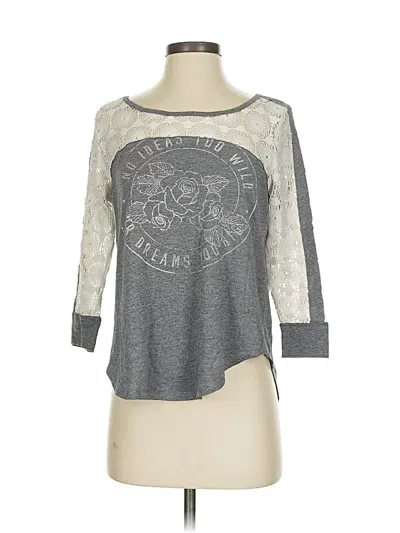 Pre-owned Hollister 3/4 Sleeve Top Gray Crew Neck Tops