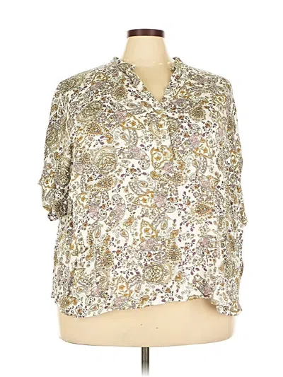 Pre-owned Jjill Short Sleeve Blouse In Silver