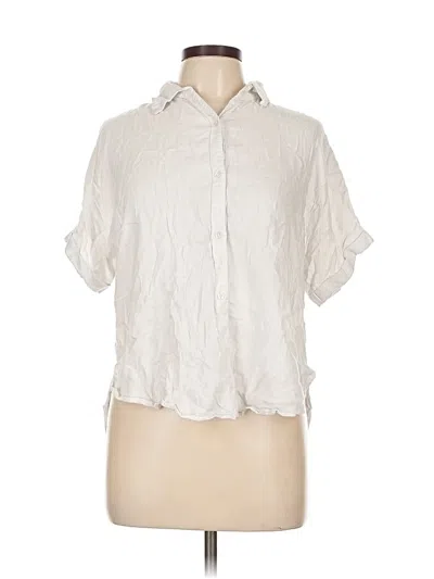 Pre-owned Gloria Vanderbilt Short Sleeve Blouse In White