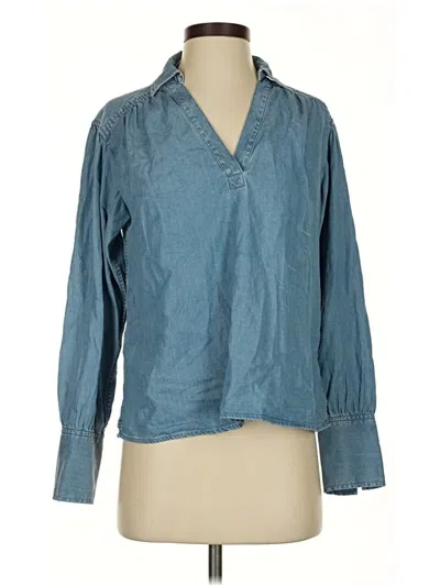 Pre-owned Madewell Long Sleeve Blouse In Blue