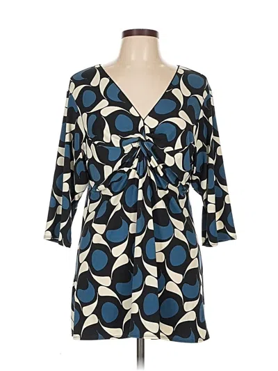 Pre-owned Travelsmith 3/4 Sleeve Blouse In Blue