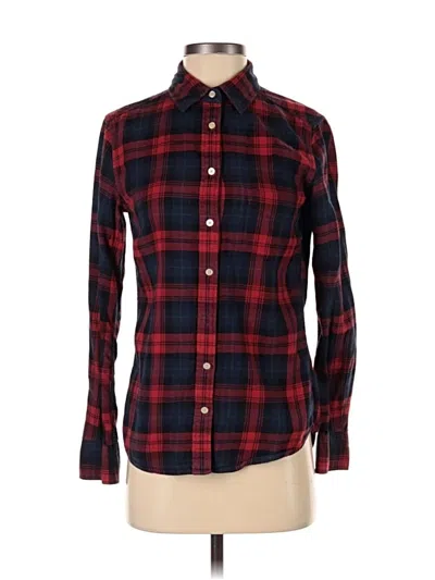 Pre-owned Uniqlo Long Sleeve Button Down Shirt In Burgundy