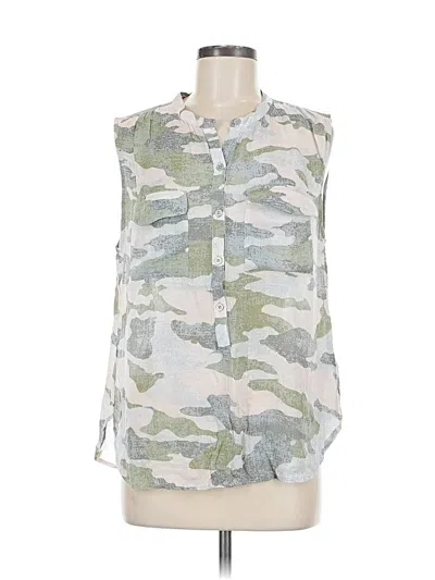 Pre-owned Dkny Jeans Sleeveless Button Down Shirt In Green