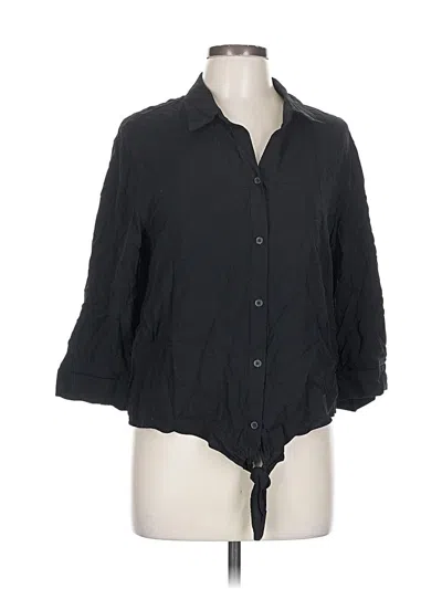 Pre-owned Chico's 3/4 Sleeve Button Down Shirt In Black