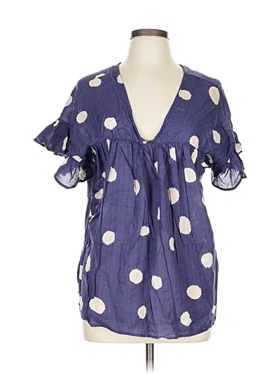 Pre-owned Bucketlist Short Sleeve Blouse In Blue