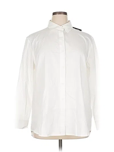 Pre-owned Franne Golde Long Sleeve Button Down Shirt In White