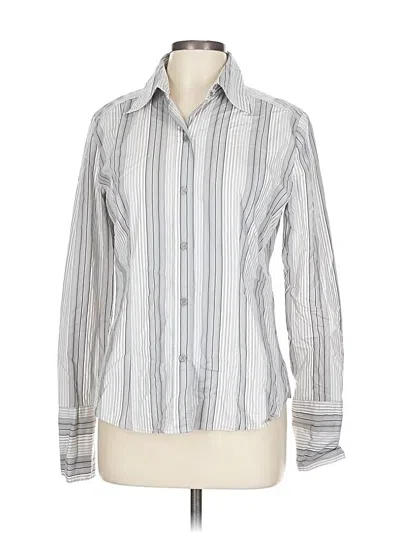 Pre-owned New York And Company Long Sleeve Button Down Shirt In Silver