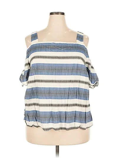 Pre-owned Lucky Brand Short Sleeve Blouse In Blue