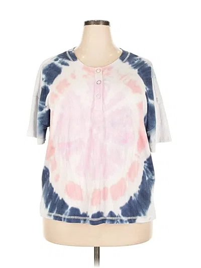 Pre-owned Chaser Short Sleeve Henley Shirt In Pink