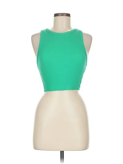 Pre-owned Zara Tank Top Green Halter Neckline Tops