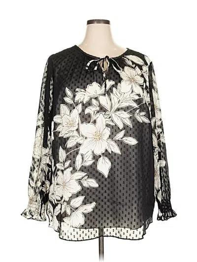 Pre-owned Isaac Mizrahi Live 3/4 Sleeve Blouse In Black