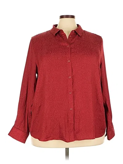 Pre-owned On 34th Long Sleeve Blouse In Burgundy