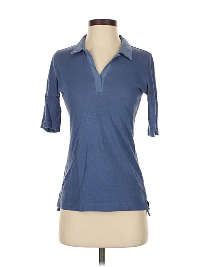 Pre-owned Billy Reid Short Sleeve Top Blue Collared Neckline Tops