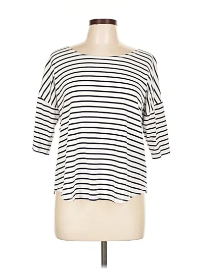 Pre-owned Lands' End 3/4 Sleeve T-shirt In White